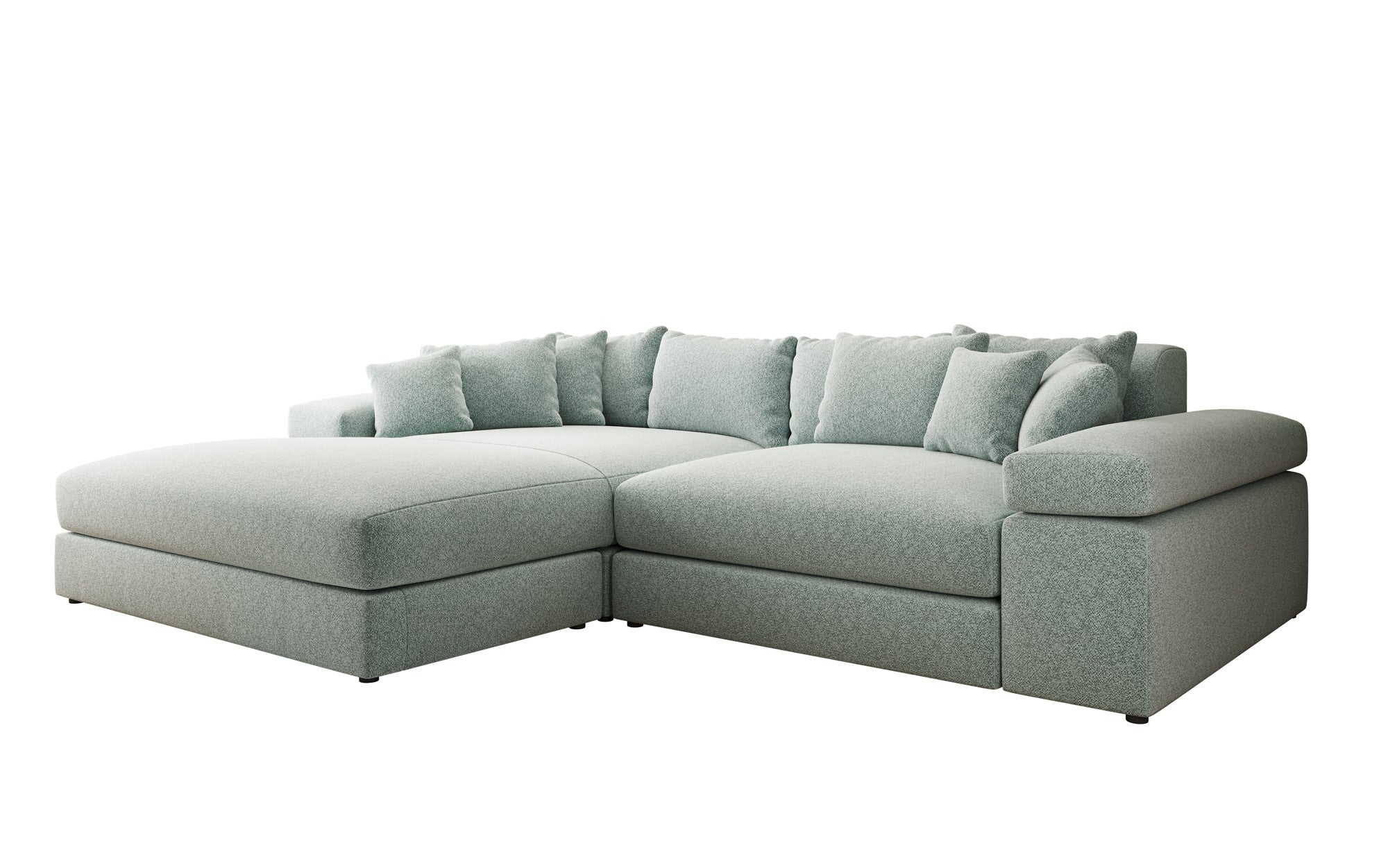Designer Sofa Bernardo mit breiter Ottomane in Strukturstoff