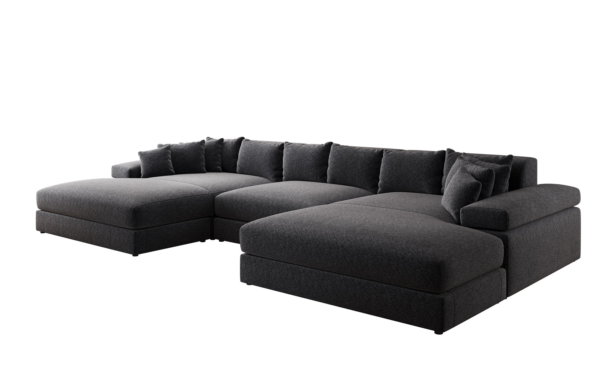 Designer Sofa Bernardo U mit breiter Ottomane in Strukturstoff