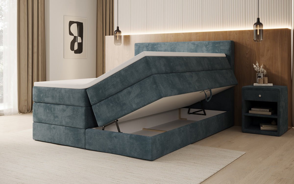 Boxspringbett Noren mit Stauraum in Cord