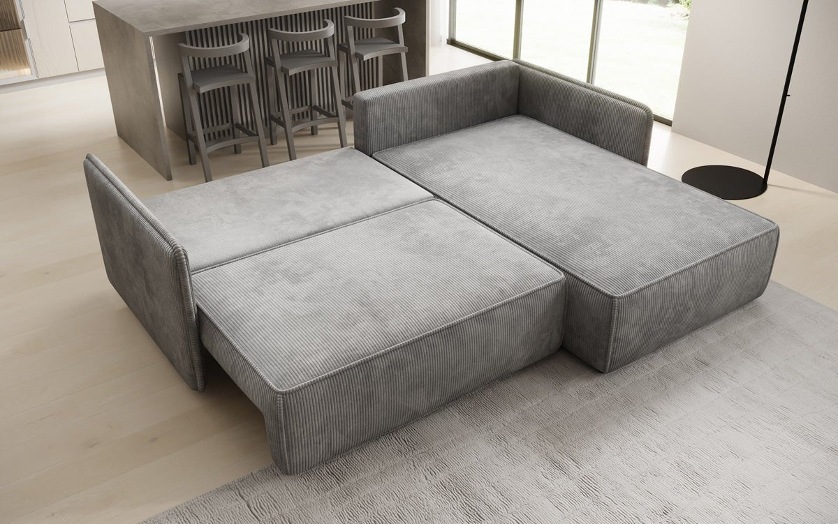 Designer Sofa Marlen mit Schlaf- und Klappfunktion in Cord
