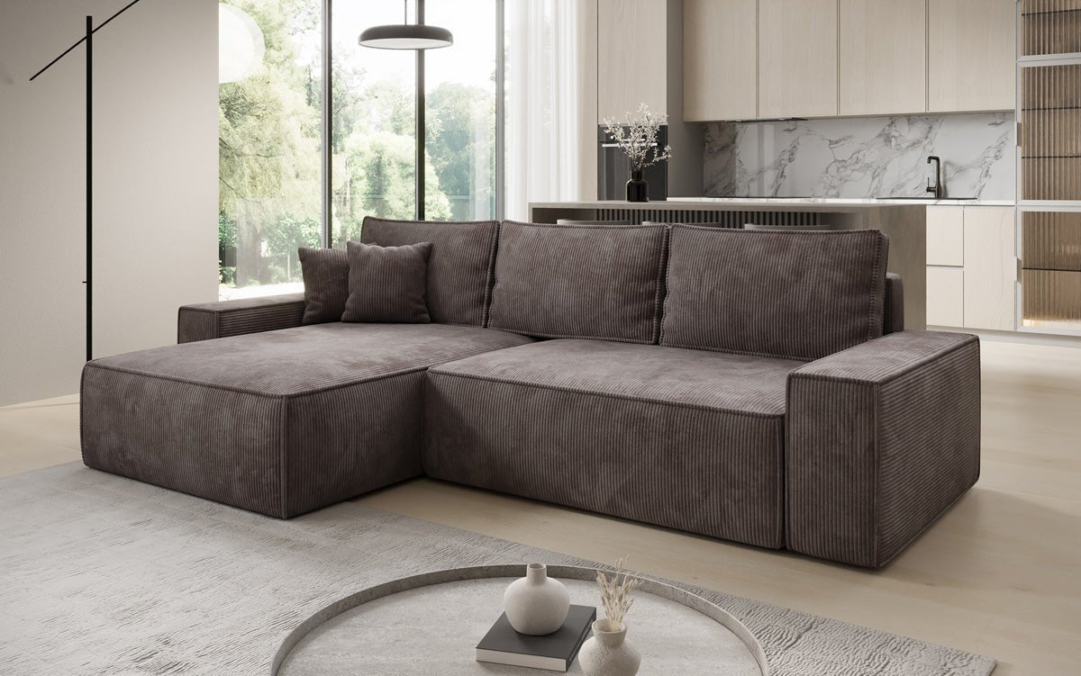 Designer Sofa Lunaro mit Schlaf- und Klappfunktion in Cord