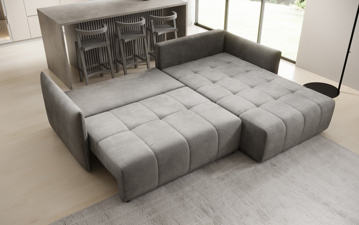 Designer Sofa Velaro L mit Schlaf- und Klappfunktion in Samt