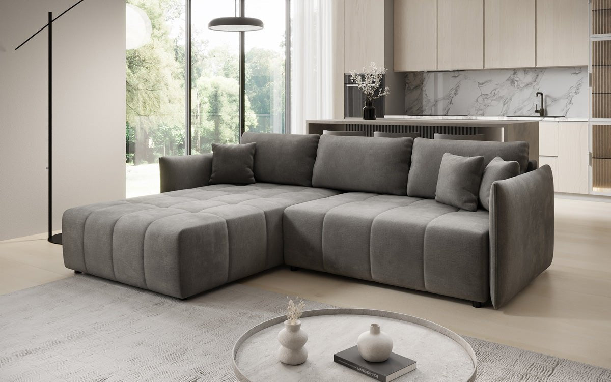 Designer Sofa Velaro L mit Schlaf- und Klappfunktion in Samt