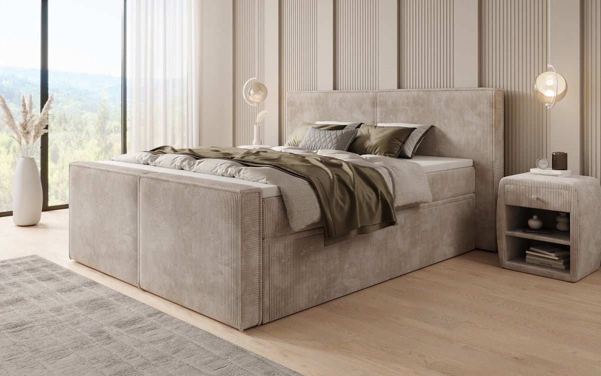 Boxspringbett Ophelia II mit Schubladen in Cord