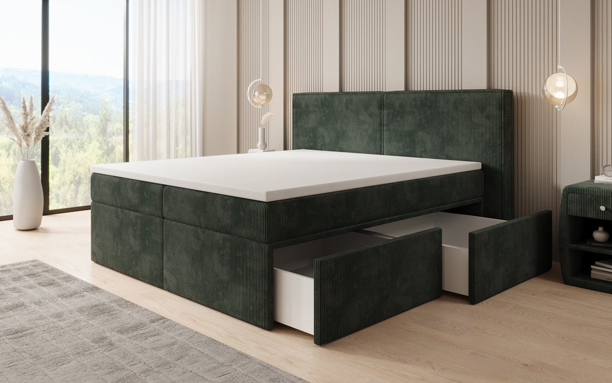 Boxspringbett Ophelia mit Schubladen in Cord