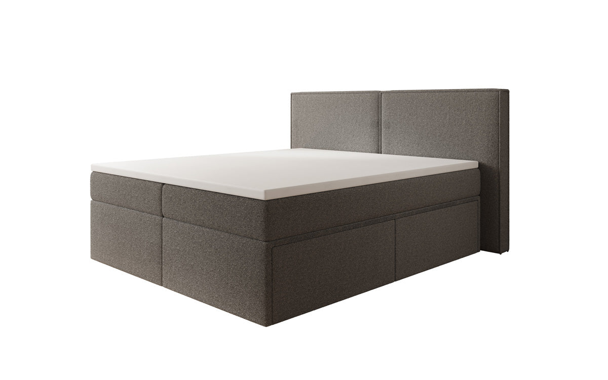 Boxspringbett Ophelia mit Schubladen in Teddy Bouclé