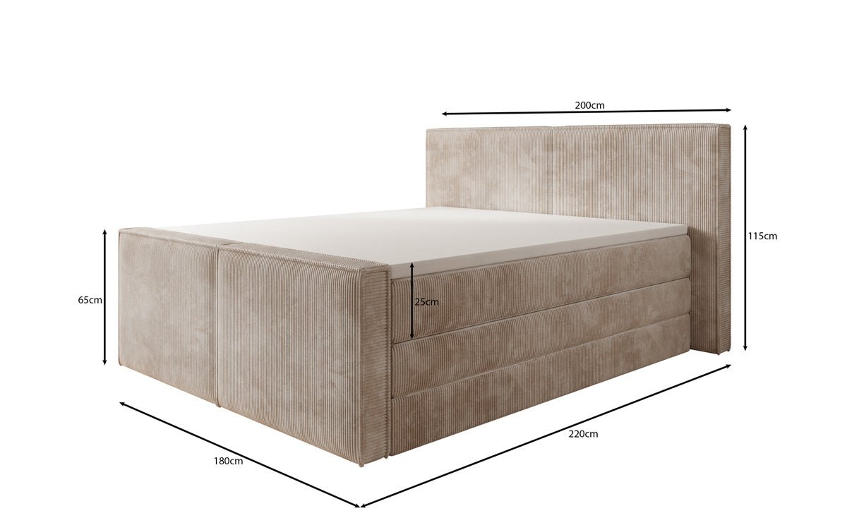 Boxspringbett Ophelia II mit hochklappbarem Stauraum in Cord