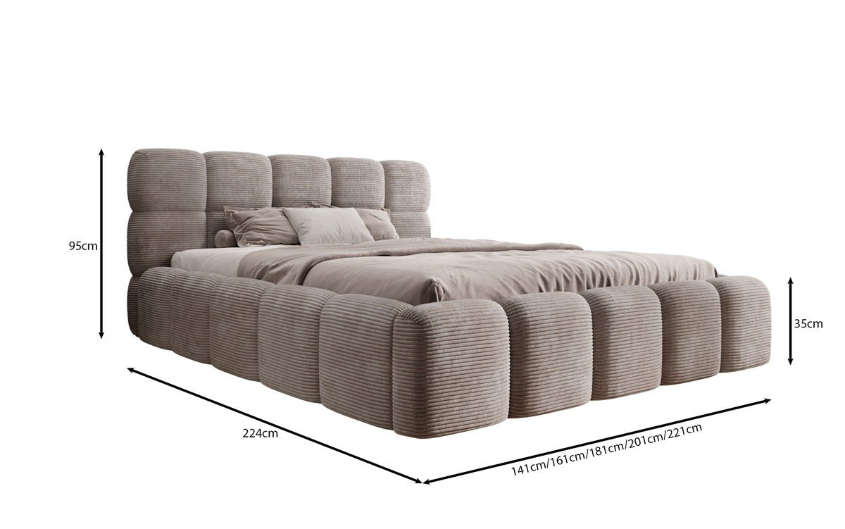 Designer Polsterbett Noeva in Cord mit Stauraum