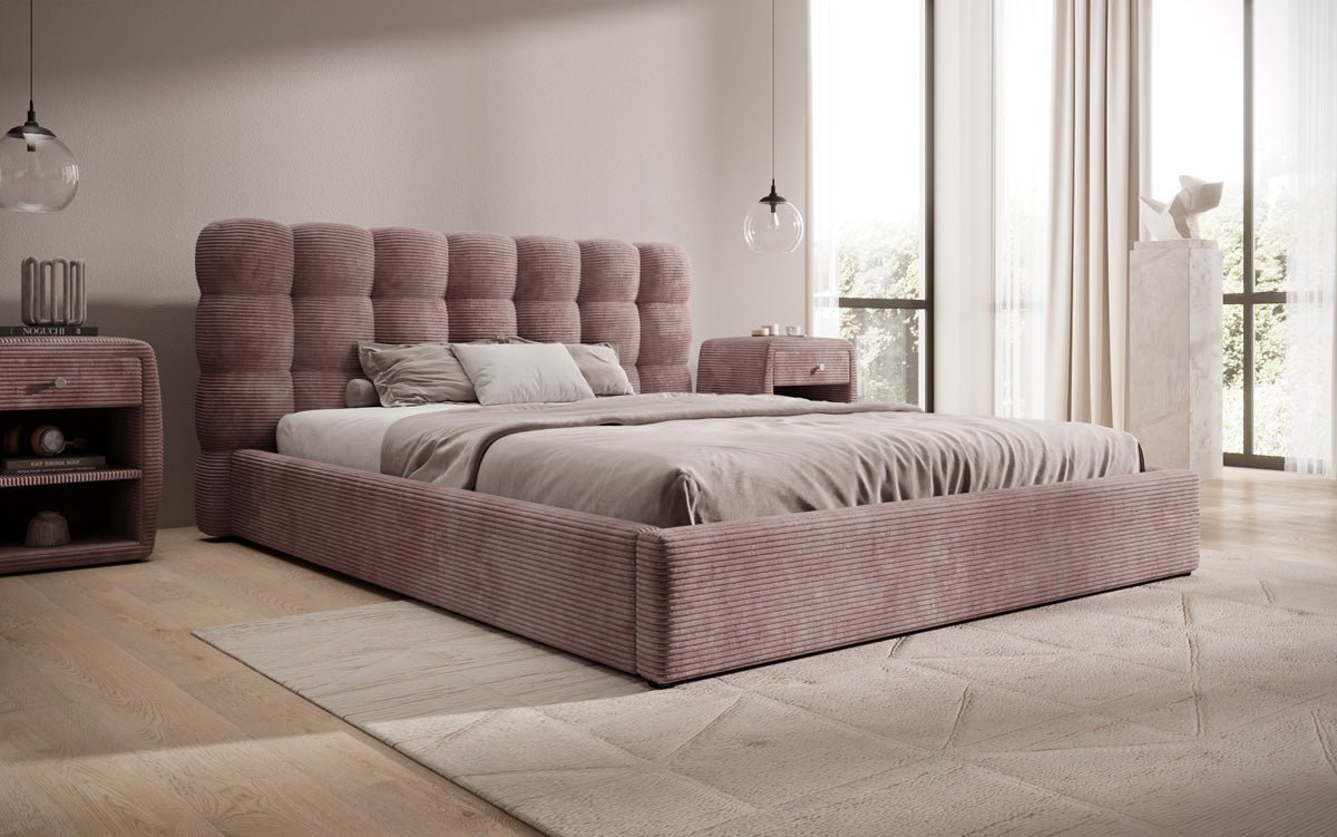 Designer Polsterbett Calivo in Cord mit Stauraum