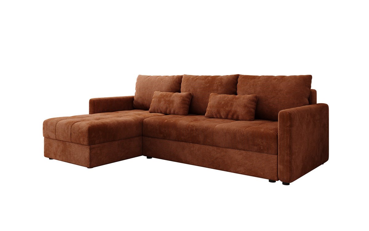 Designer Sofa Roma in Cord mit Schlaf- und Klappfunktion