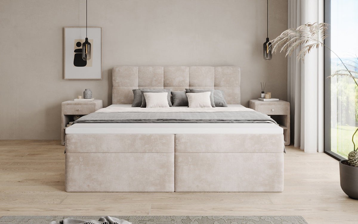 Boxspringbett Cozy II in Cord mit Stauraum