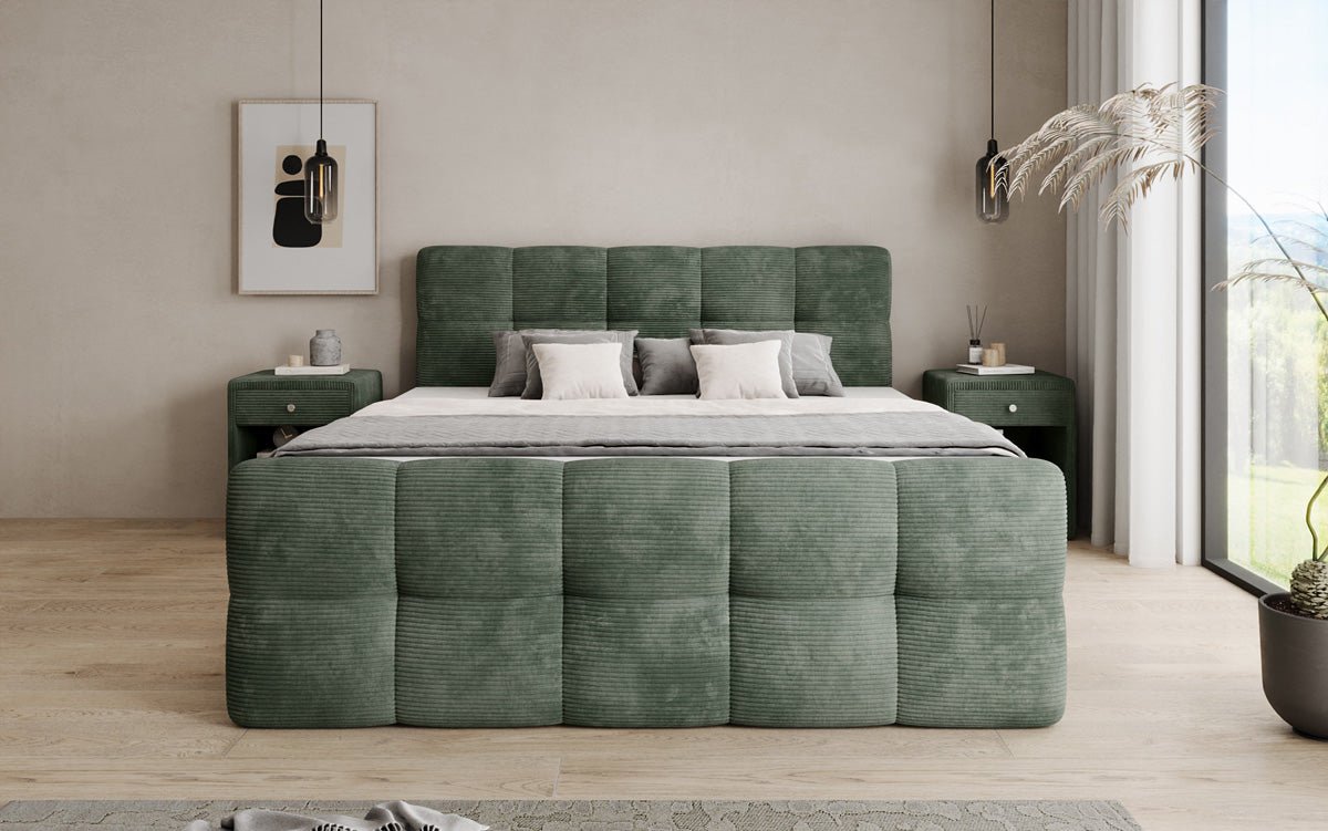 Boxspringbett Cozy in Cord mit Stauraum