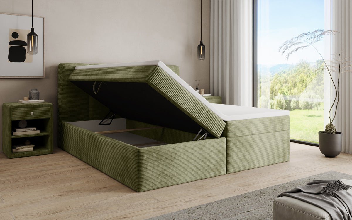 Boxspringbett Cozy II in Cord mit Stauraum
