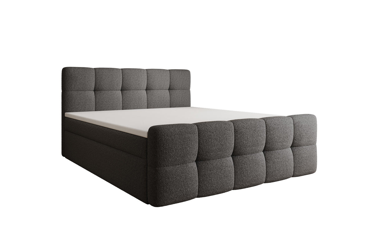 Boxspringbett Cozy in Teddy Bouclé mit Stauraum