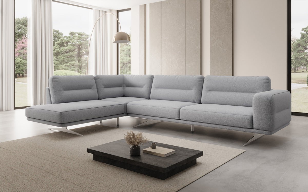 Designer L Sofa closed Torino in Bouclé