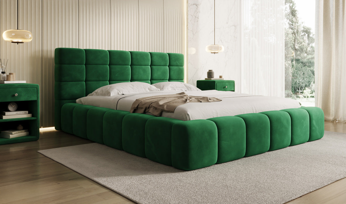 Designer Polsterbett Marshmallow in Samt mit Stauraum