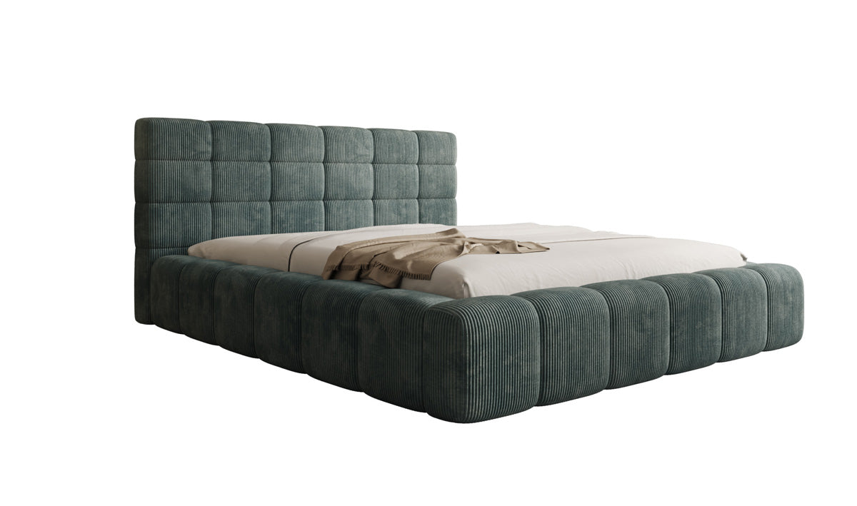 Designer Polsterbett Marshmallow in Cord mit Stauraum