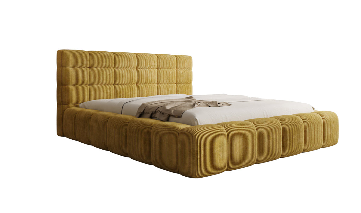 Designer Polsterbett Marshmallow in Cord mit Stauraum