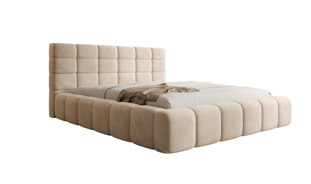 Designer Polsterbett Marshmallow in Samt mit Stauraum