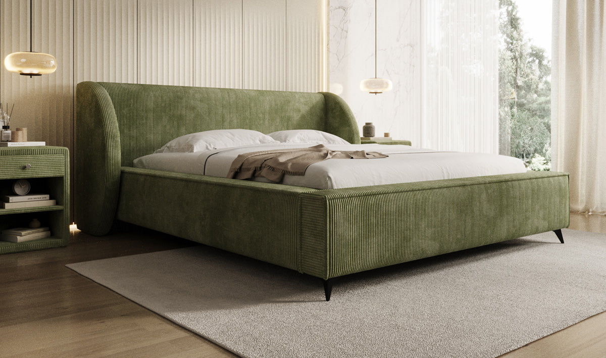 Designer Polsterbett Freya Cord mit Stauraum