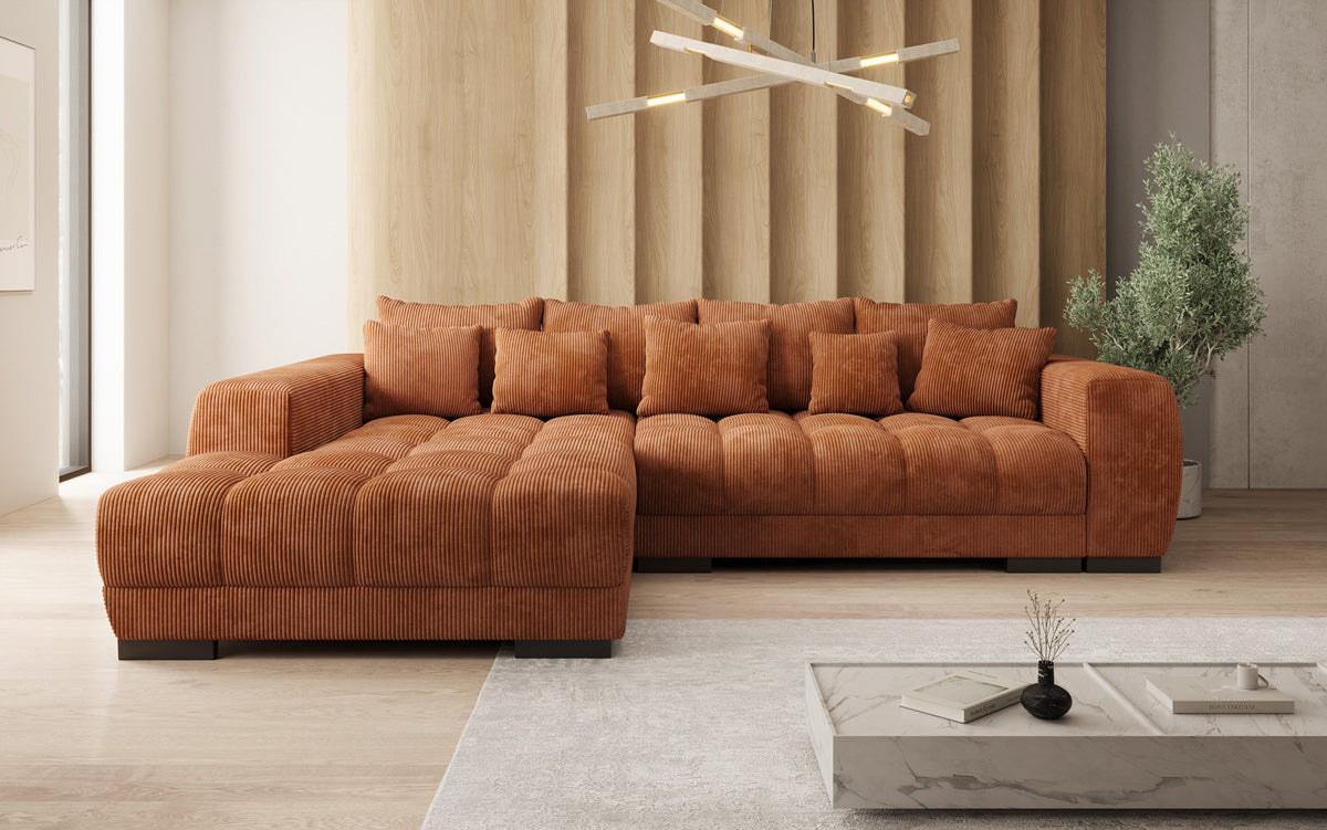 Designer Sofa Balu mit Schlaffunktion und Stauraum in Cord