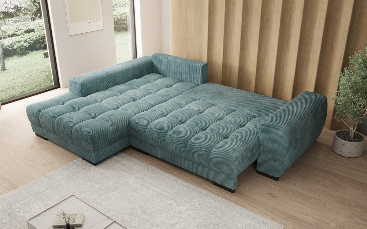 Designer Sofa Balu mit Schlaffunktion und Stauraum in Cord