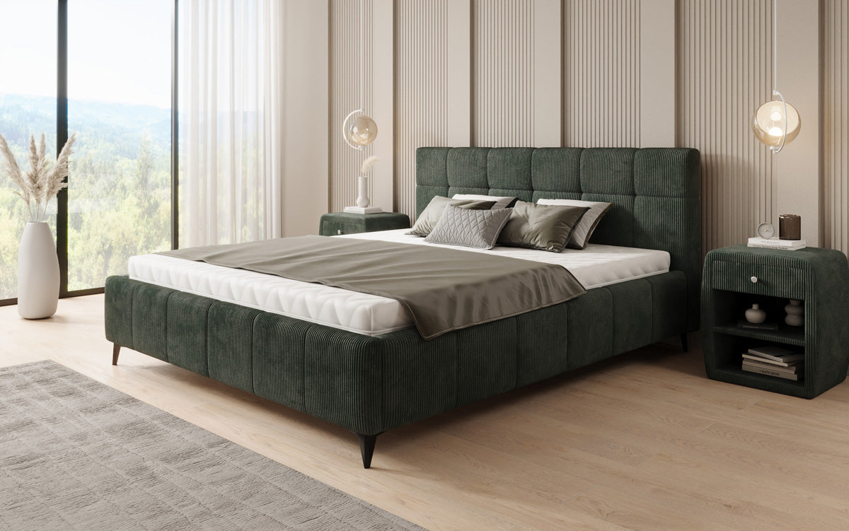 Designer Polsterbett Nelly in Cord mit Stauraum