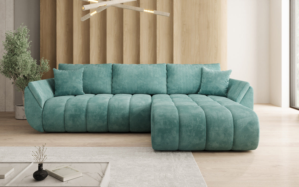 Designer Sofa Lenoa L mit Schlaffunktion und Stauraum in Cord