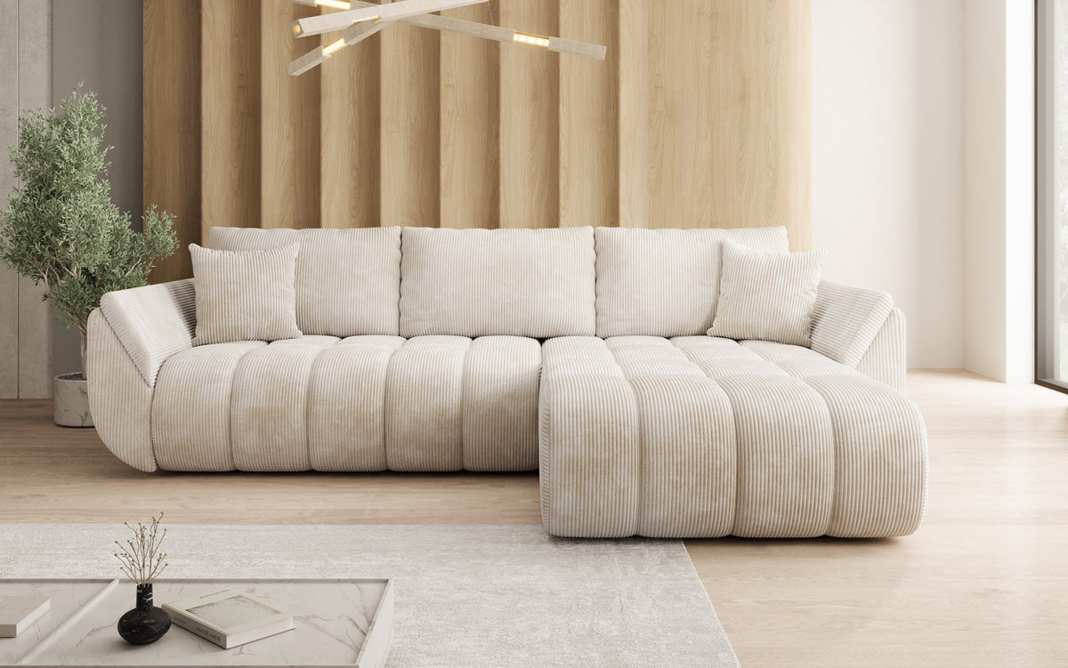 Designer Sofa Lenoa L mit Schlaffunktion und Stauraum in Cord