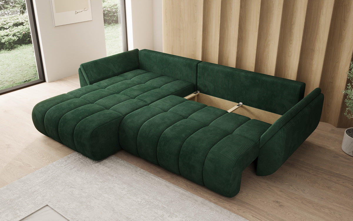 Designer Sofa Lenoa L mit Schlaffunktion und Stauraum in Cord