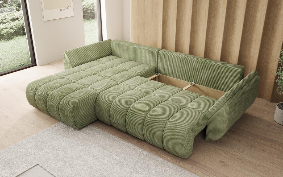 Designer Sofa Lenoa L mit Schlaffunktion und Stauraum in Cord