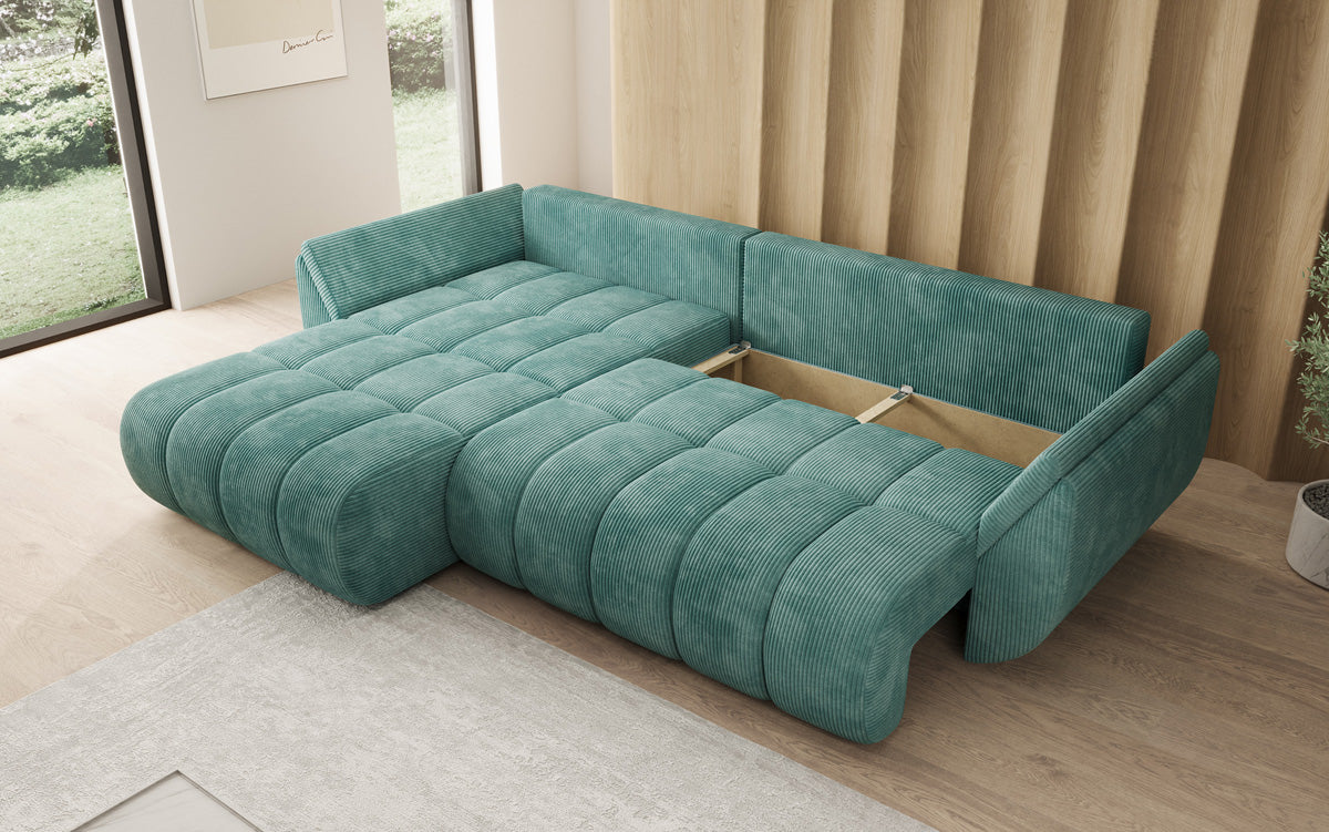 Designer Sofa Lenoa L mit Schlaffunktion und Stauraum in Cord