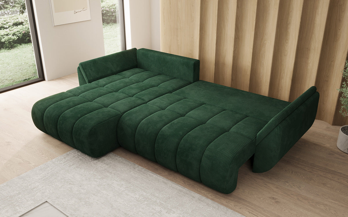 Designer Sofa Lenoa L mit Schlaffunktion und Stauraum in Cord