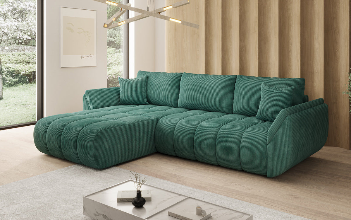 Designer Sofa Lenoa L mit Schlaffunktion und Stauraum in Cord