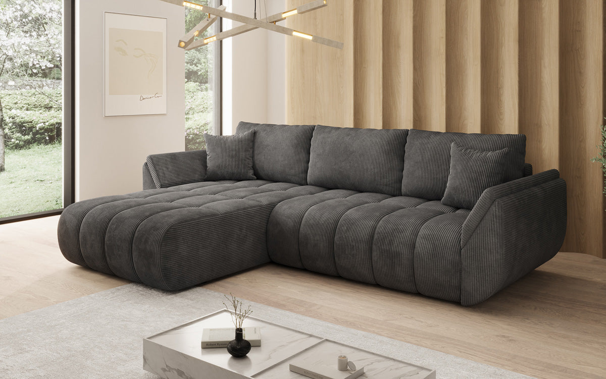 Designer Sofa Lenoa L mit Schlaffunktion und Stauraum in Cord