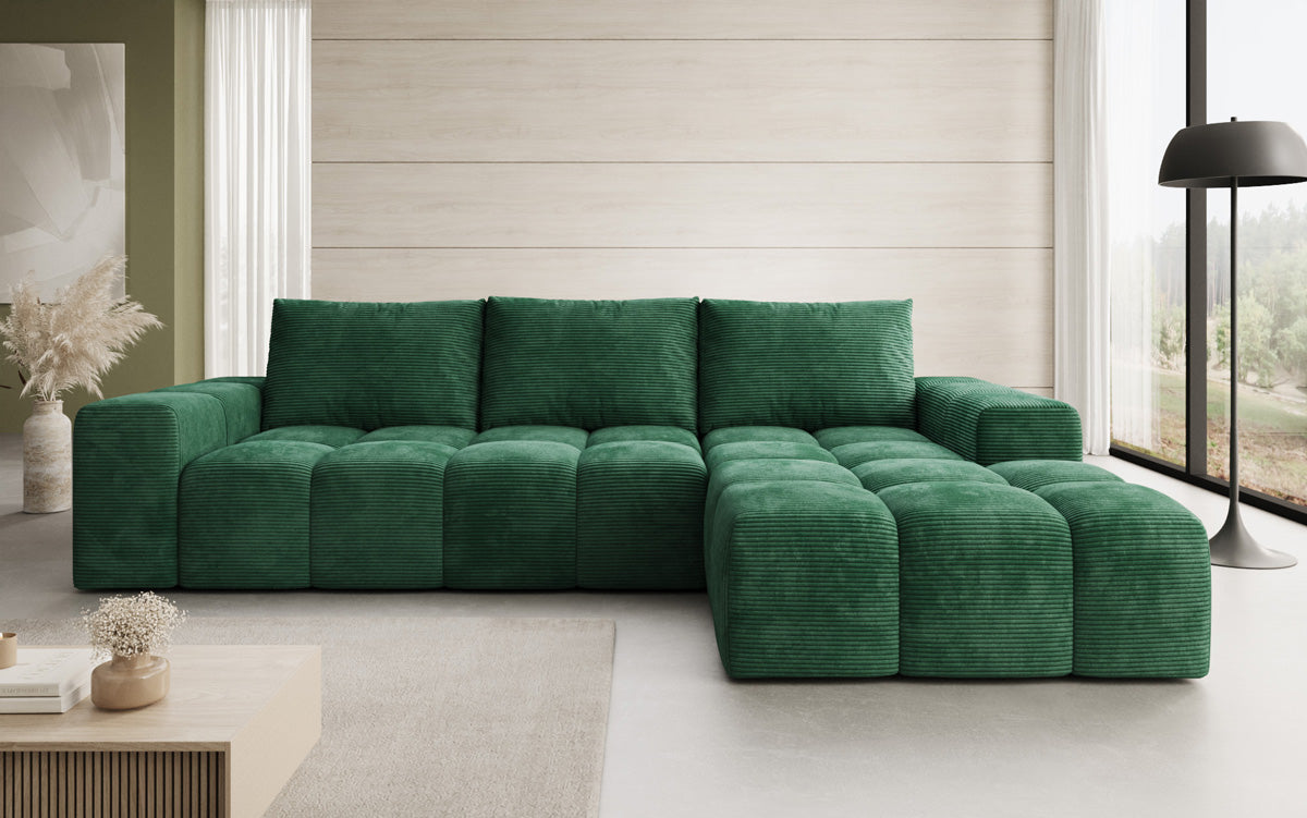Designer Sofa Aila mit Schlaf- und Klappfunktion in Cord