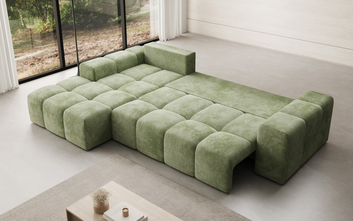 Designer Sofa Aila mit Schlaf- und Klappfunktion in Cord
