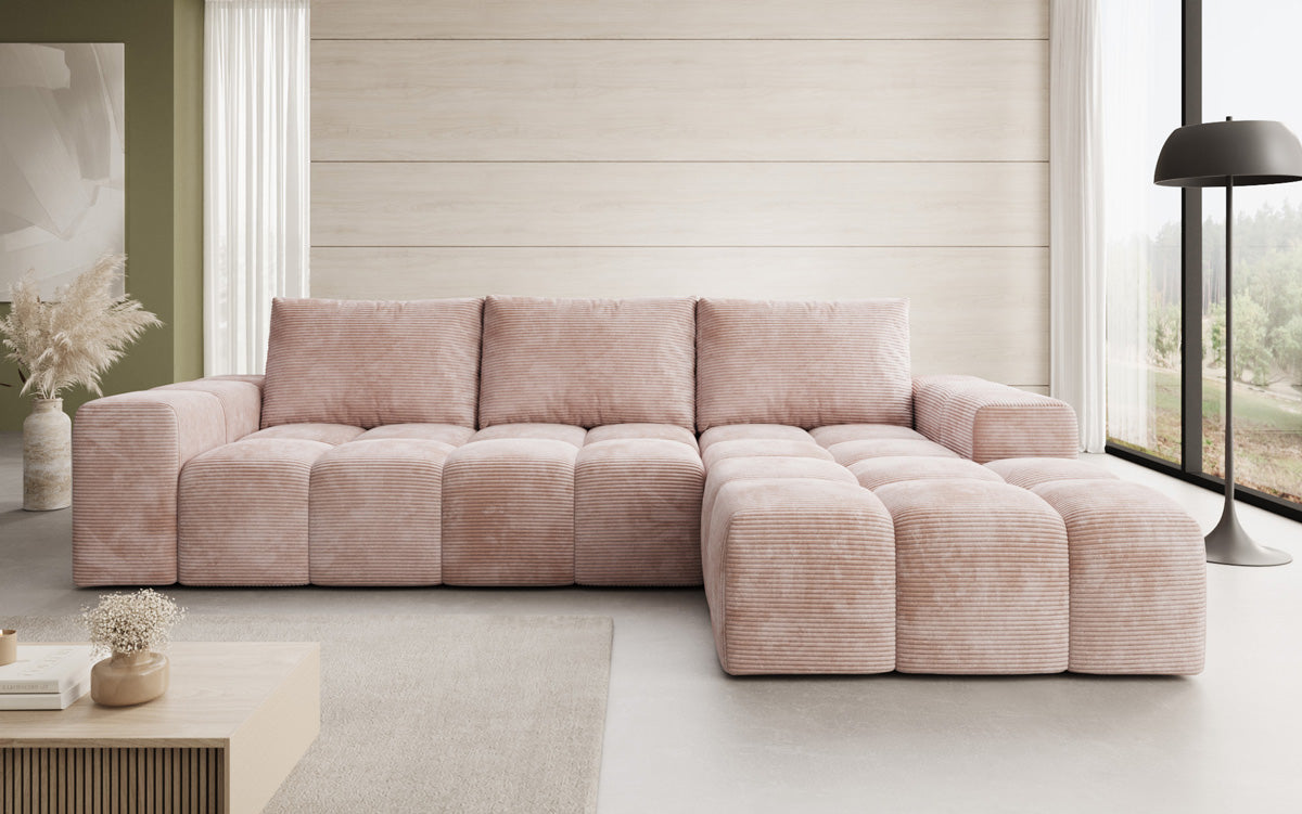 Designer Sofa Aila mit Schlaf- und Klappfunktion in Cord