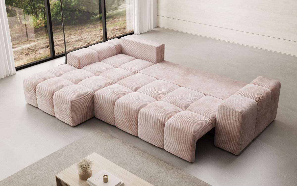 Designer Sofa Aila mit Schlaf- und Klappfunktion in Cord