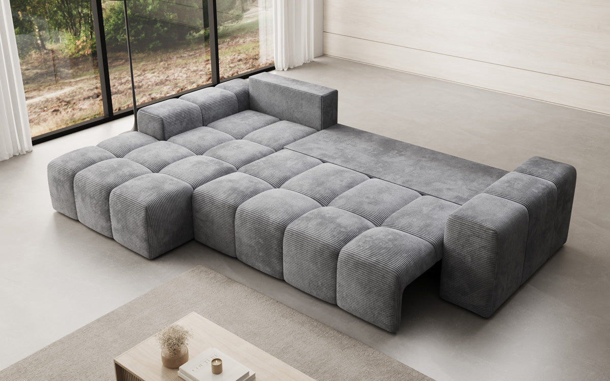 Designer Sofa Aila mit Schlaf- und Klappfunktion in Cord