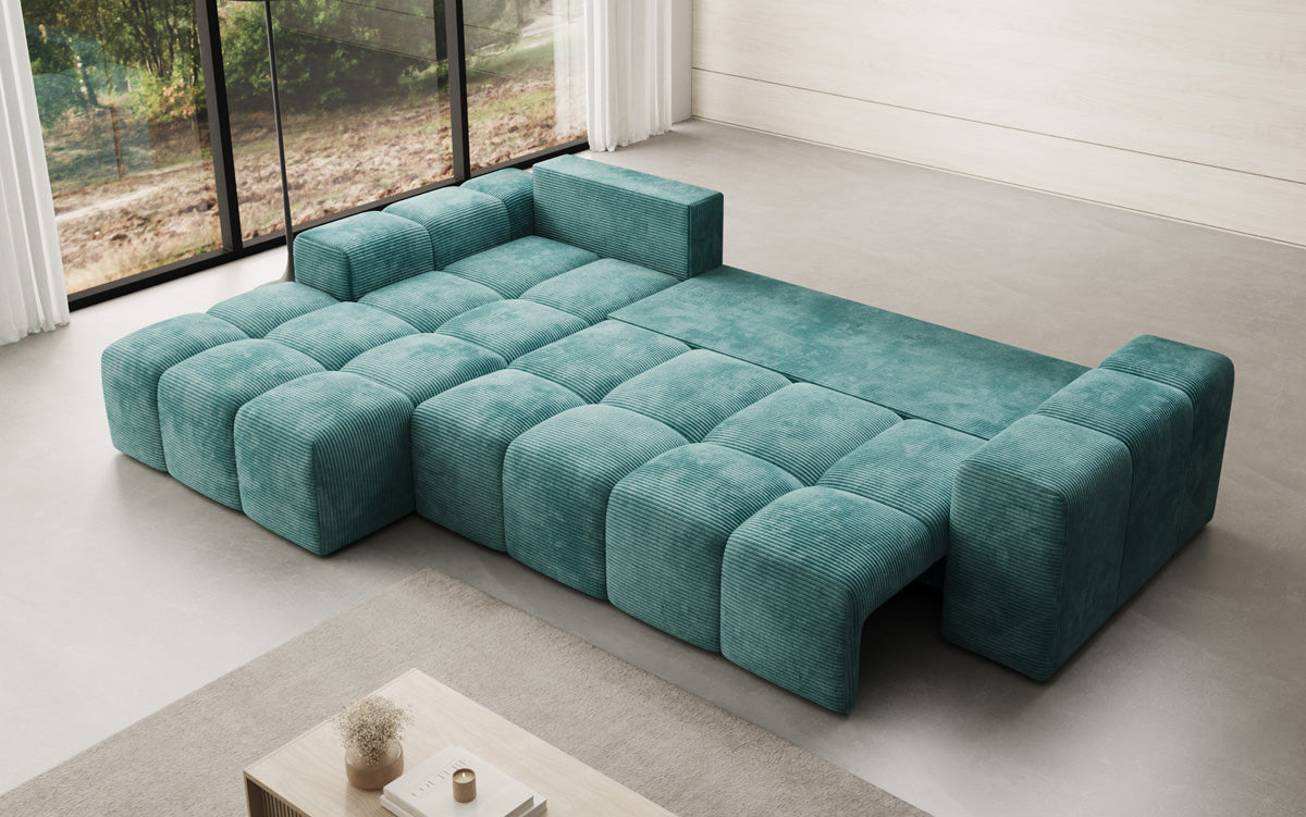 Designer Sofa Aila mit Schlaf- und Klappfunktion in Cord