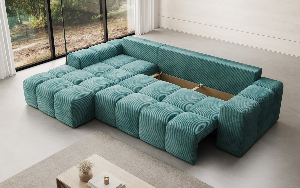 Designer Sofa Aila mit Schlaf- und Klappfunktion in Cord