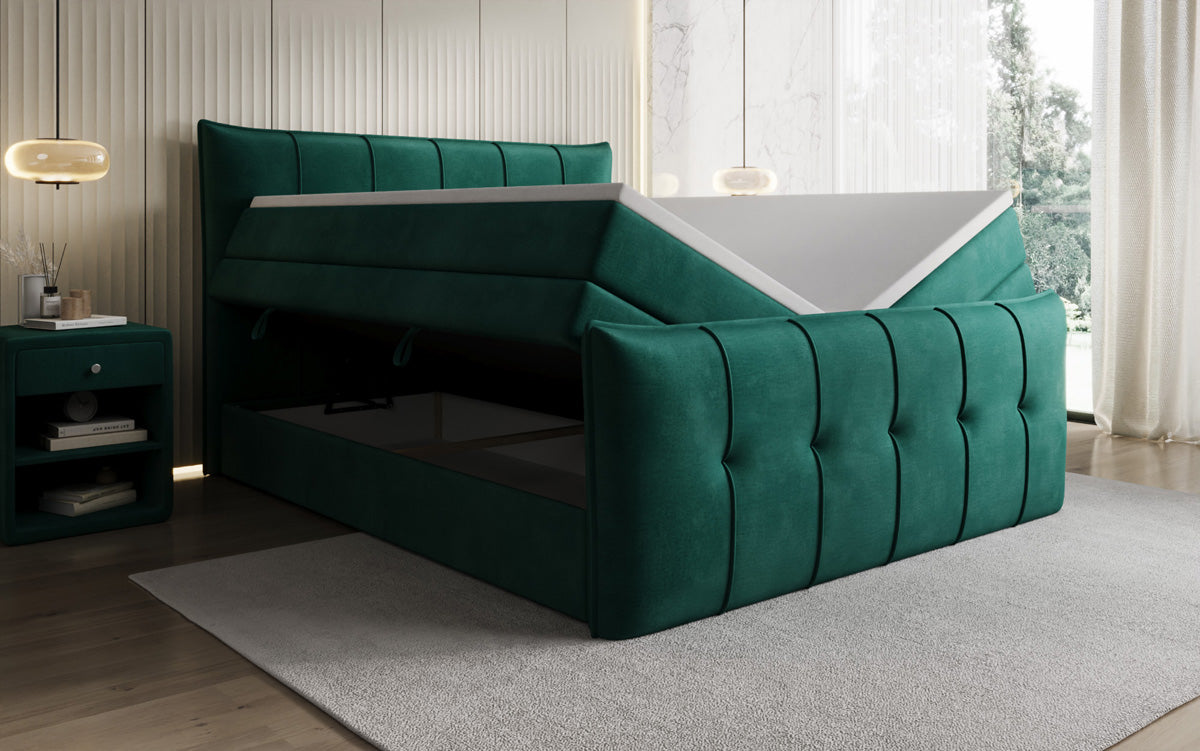 Boxspringbett Treviso mit Stauraum in Samt