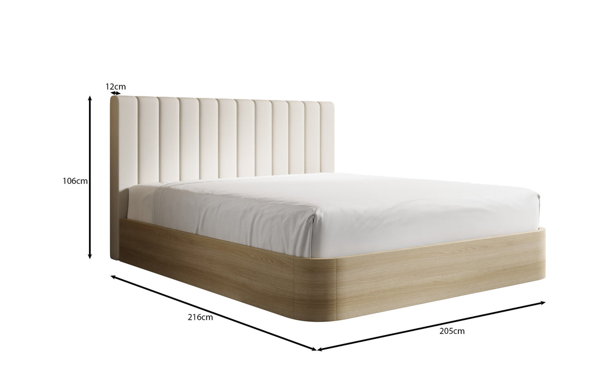 Designer Polsterbett Fiore Linea in Stoff mit Stauraum