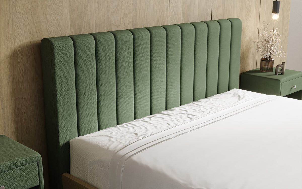 Designer Polsterbett Fiore Linea in Stoff mit Stauraum
