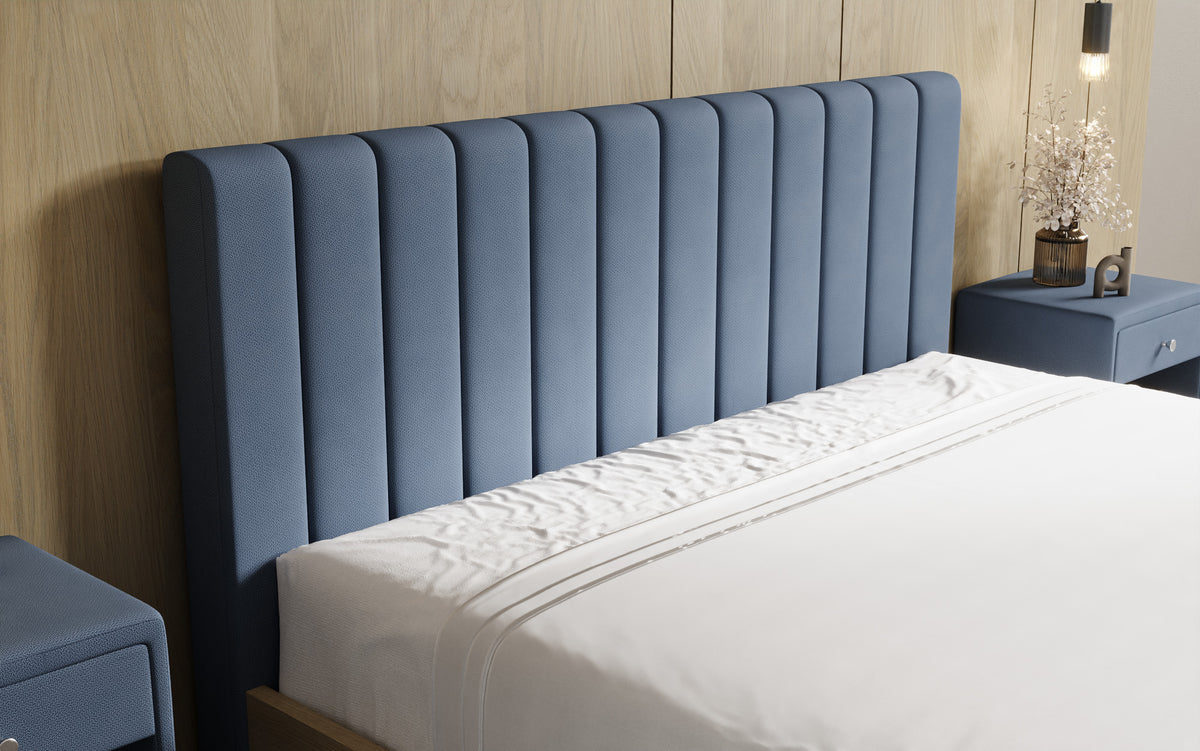 Designer Polsterbett Fiore Linea in Stoff mit Stauraum