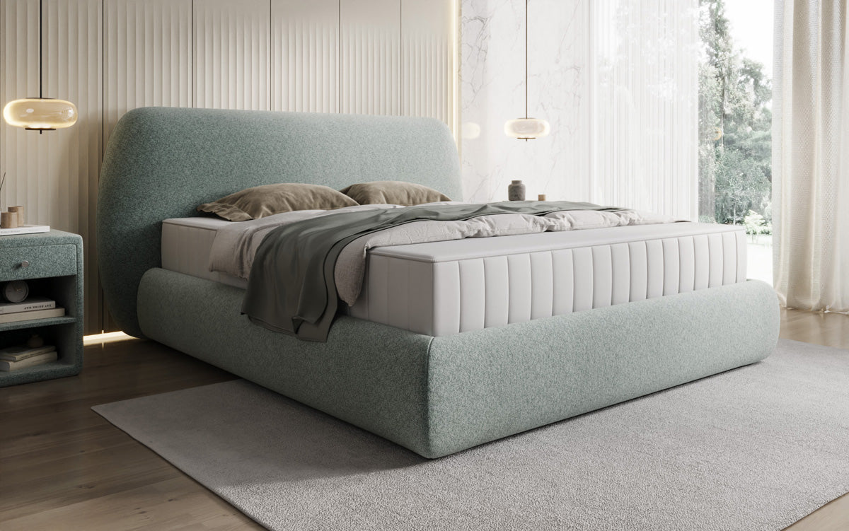 Designer Polsterbett Nella in Strukturstoff mit Stauraum