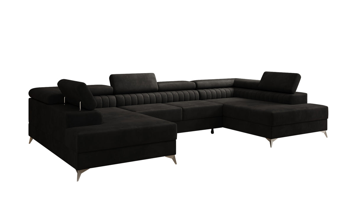 Designer Sofa Aurea U mit Schlaf- und Klappfunktion in Samt