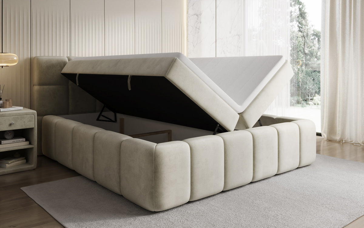 Boxspringbett Bombo mit Stauraum in Samt