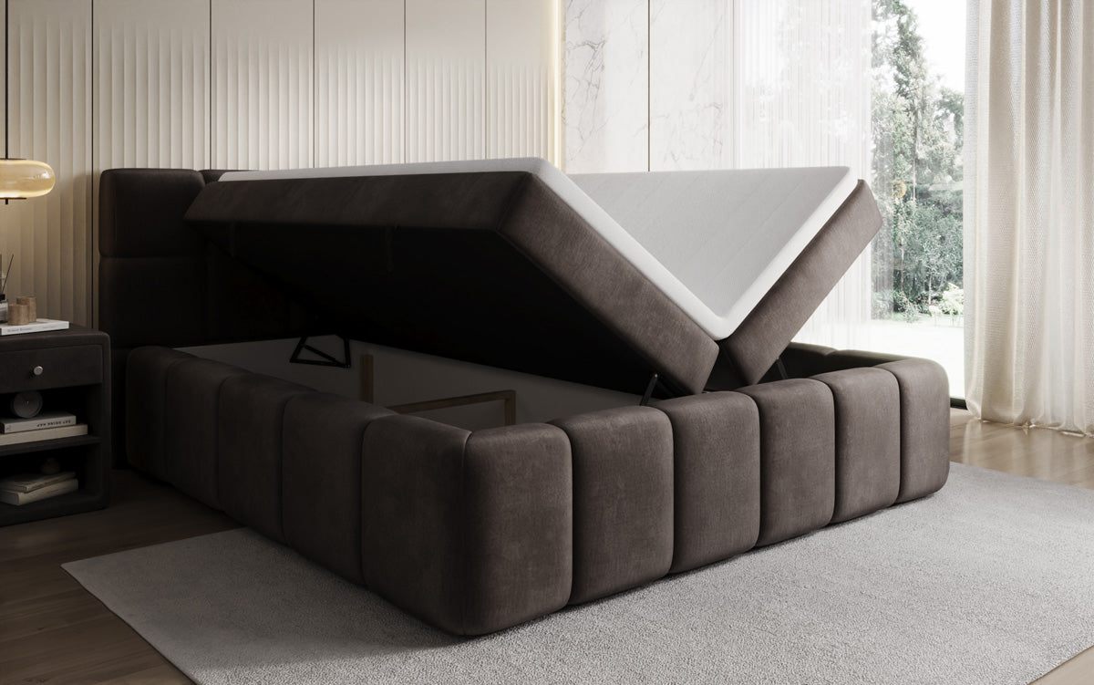 Boxspringbett Bombo mit Stauraum in Samt